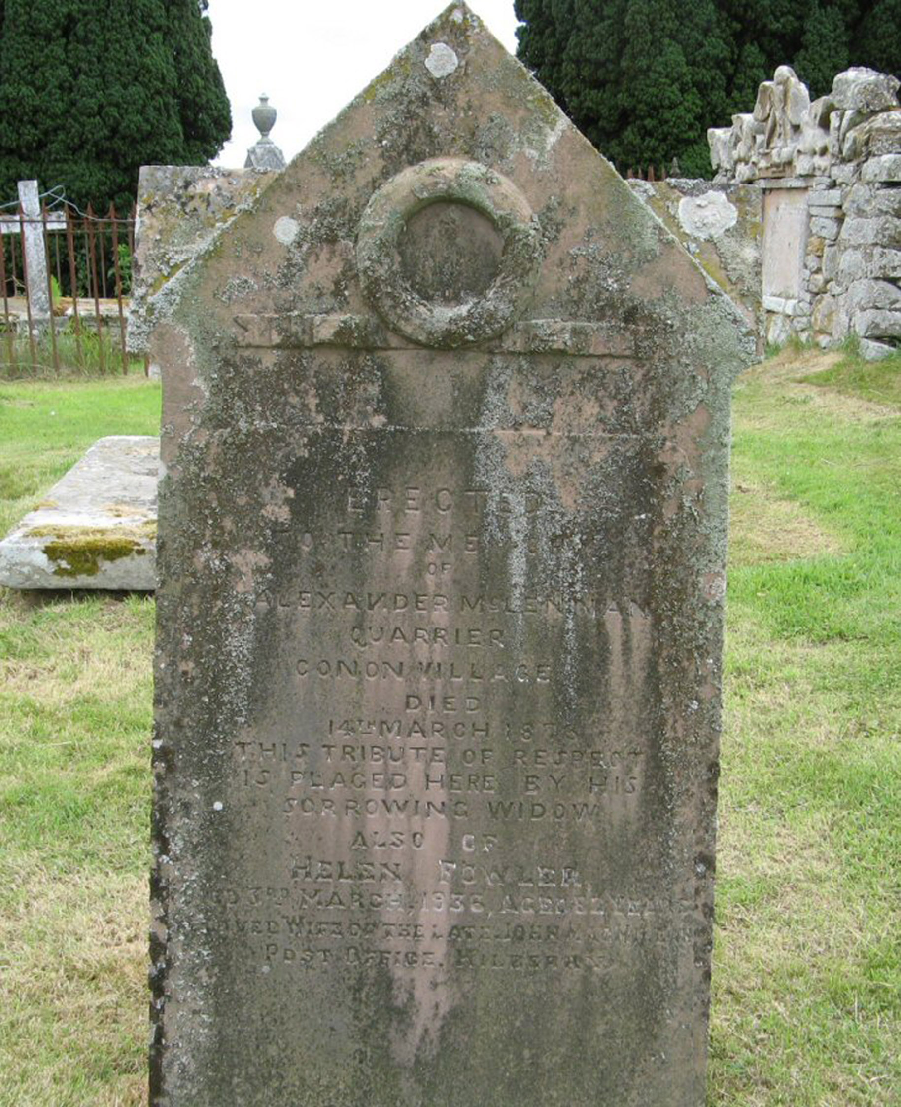 Photo of headstones/Alexander McLennan d 1873 MI Urquhart & Logie Wester